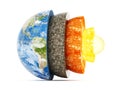 Layers of earth. 3D illustration Royalty Free Stock Photo