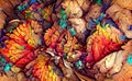 The layers of fallen leaves-colorful painting artwork
