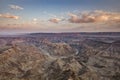 Layers of the Fish River Canyon, Namibia. Main view point looking west. Royalty Free Stock Photo