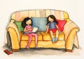 Layers of Friendship: A Cartoon Strip about Two Girls Finding Se Royalty Free Stock Photo