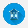 House vector icon. Home symbol icon on blue background. Flat image with long shadow. Royalty Free Stock Photo