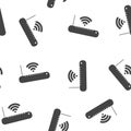 Wifi router icon seamless pattern on white background. Royalty Free Stock Photo