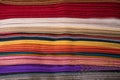 Layers of indigenous textiles in Otavalo Ecuador