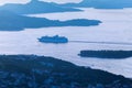 Layers of mountain in the Adriatic Sea. Sunset. Dubrovnik. Croatia Royalty Free Stock Photo