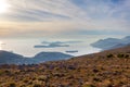 Layers of mountain in the Adriatic Sea. Sunset. Dubrovnik. Croatia Royalty Free Stock Photo