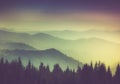 Layers of mountain and haze in the valleys. Royalty Free Stock Photo