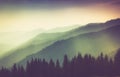 Layers of mountain and haze in the valleys. Royalty Free Stock Photo