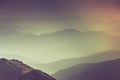 Layers of mountain and haze in the valleys. Royalty Free Stock Photo