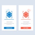 Layers, Object, Layer, Server Blue and Red Download and Buy Now web Widget Card Template