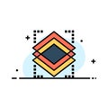 Layers, Object, Layer, Server Business Logo Template. Flat Color