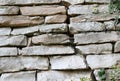 layers of rock in a horizontal position that form a wall to cont Royalty Free Stock Photo