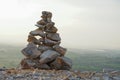 Layers of stones in the triangle shape of pagoda putting by human for luckiness