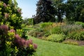 Layers, textures and a variety of colours in the planting scheme at Bressingham Gardens, Norfolk UK