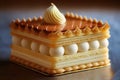 layers of thin puff pastry with cream for dessert napoleon cake