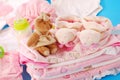 Layette for baby girl Royalty Free Stock Photo