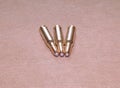 The laying cartriges 308 Winchester caliber with soft point bullets Royalty Free Stock Photo