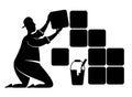 Laying ceramic tiles black silhouette vector illustration