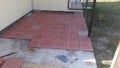 Laying concrete floor tiles on the site