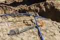 Laying and connection of a water hose for a private house. the concept of laying and connecting the water pipe, hose for water sup