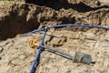 Laying and connection of a water hose for a private house. the concept of laying and connecting the water pipe, hose for water sup