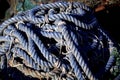 Used heavy duty rope in a pile