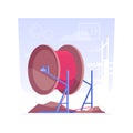 Laying electric cables isolated concept vector illustration.