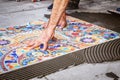 Laying floor ceramic tile