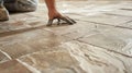 Laying floor ceramic tile. Renovating the floor.