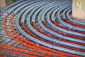 Laying of floor heating Royalty Free Stock Photo