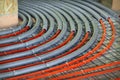 Laying of floor heating Royalty Free Stock Photo