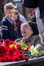 Laying flowers at the Eternal Flame. Victory Day. Izhevsk, May