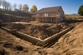 Laying the foundation. Construction works. The foundation for the house Royalty Free Stock Photo