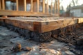 Laying the foundation. Construction works. The foundation for the house Royalty Free Stock Photo
