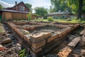 Laying the foundation. Construction works. The foundation for the house Royalty Free Stock Photo