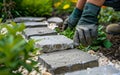 Laying Garden Path Stepping Stones