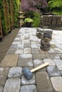 Laying Garden Pavers Patio Royalty Free Stock Photo