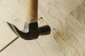 Laying hardwood parquet.