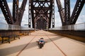 Laying in the middle of a bridge Royalty Free Stock Photo