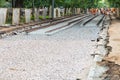 laying of new rails on the tram track Royalty Free Stock Photo