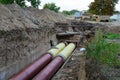 Laying or replacement of underground storm sewer pipes.