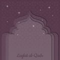 Laylat al-Qadr. Islamic religion holiday. Symbolic silhouette of the mosque. Bordeaux shades of color. Paper style. Background pat