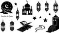 Laylat al-Qadr Islamic Vector Elements Set - Ramadan Holy Night Graphics Royalty Free Stock Photo