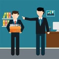 Layoff concept. Boss dismissed employee. Flat vector illustration