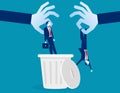 Layoff. Manager dropped staff into trashcan. Concept business vector illustration