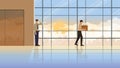 Layoff unemployed and fired businesspeople sorrow leaving from office with his stuff box Royalty Free Stock Photo