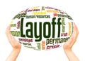 Layoff word cloud and hand with marker concept Royalty Free Stock Photo