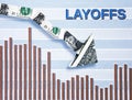Layoffs down arrow Royalty Free Stock Photo