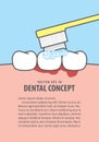 Layout Bleeding when brushing illustration vector on blue background. Dental concept.