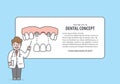 Layout Bridges teeth upper with text box and doctor cartoon style for info or book illustration vector on blue background. Dental Royalty Free Stock Photo