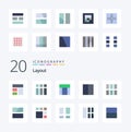 20 Layout Flat Color icon Pack. like frame. layout. grid. image. collage